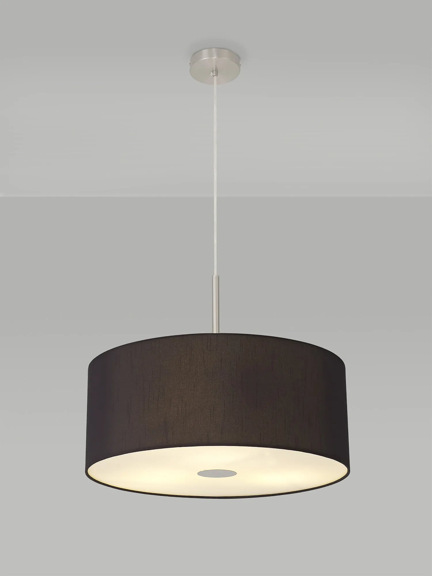 Baymont 50cm Pendant 1 Light Satin Nickel, Black, Frosted Diffuser DK0309  Deco Baymont SN BL